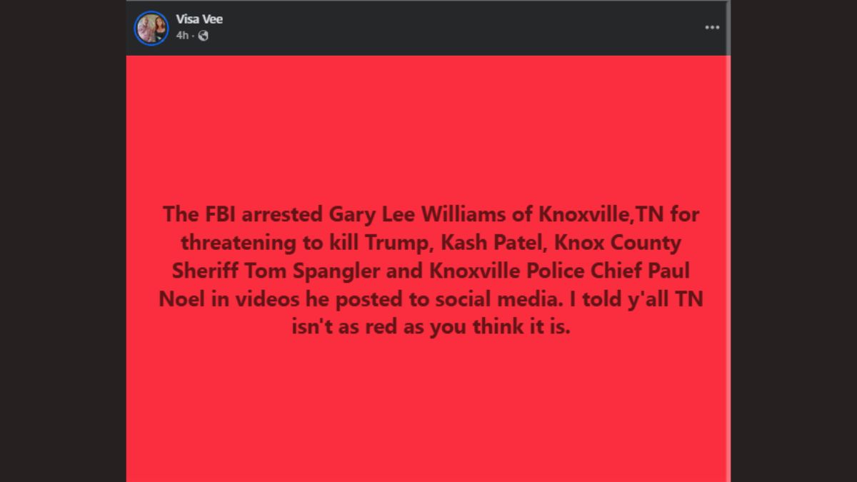 Knoxville, TN, FBI Arrests Local Man for Threatening to Kill Trump, Kash Patel, Sheriff Spangler, and Police Chief Noel